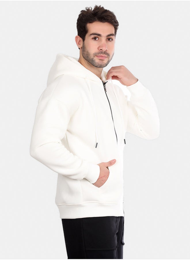 WHITE RABBIT - Basic Inner Fleece Zip Through Hoodie - Image 1