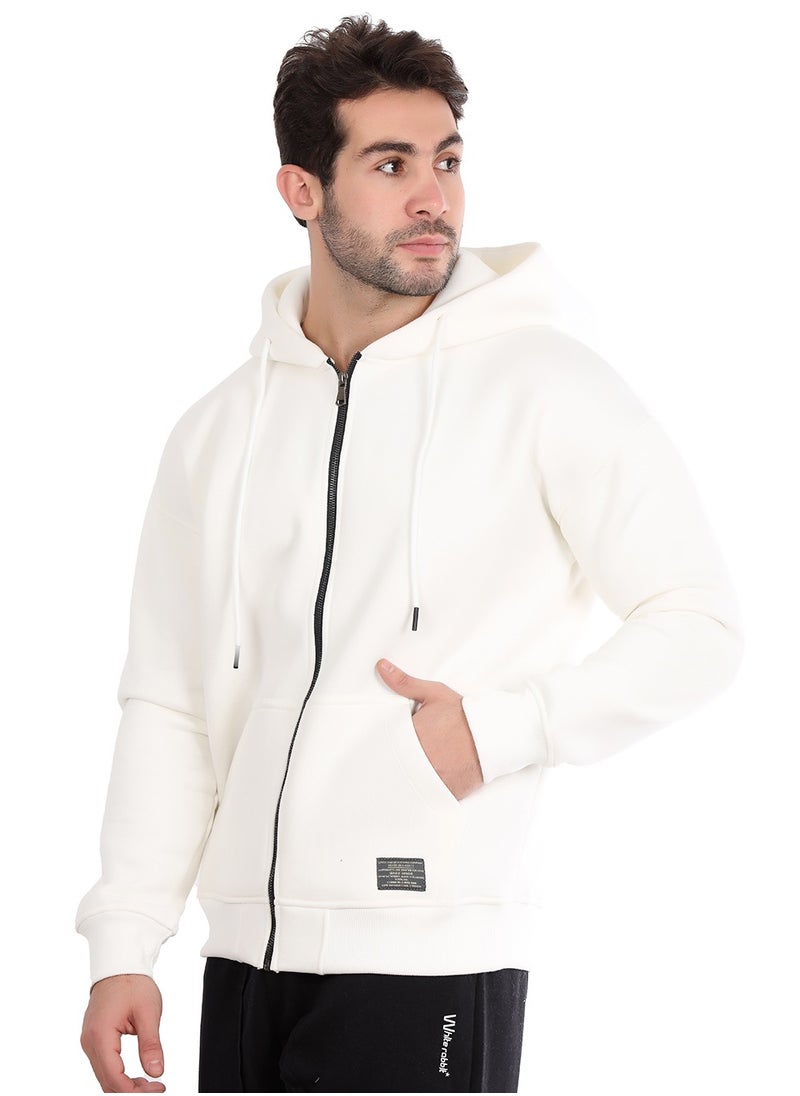WHITE RABBIT - Basic Inner Fleece Zip Through Hoodie - Image 1