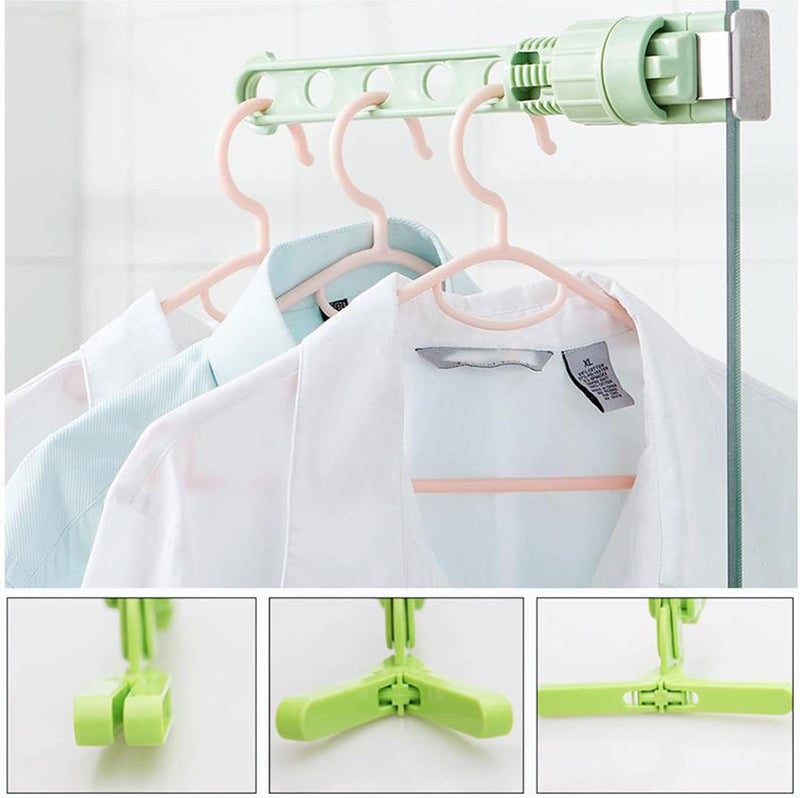 comfrt Folding Wall Mount Clothes Hanger - [2023 New] Non-Drilling Wall Mounted Clothes Hanger Rack - Portable Travel Laundry Drying Rack - 5/6 Holes Multi- Functional Clothes Holder (6Holes-Blue) - Image 2