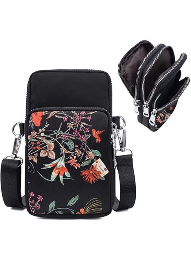 Gocokia Women Girls Ladies Crossbody Phone Bags Wallet Cellphone Purse Small Shoulder Bag Wristlet Handbags Travel Passport Neck Pouch Bag- Retro Flower - Image 1