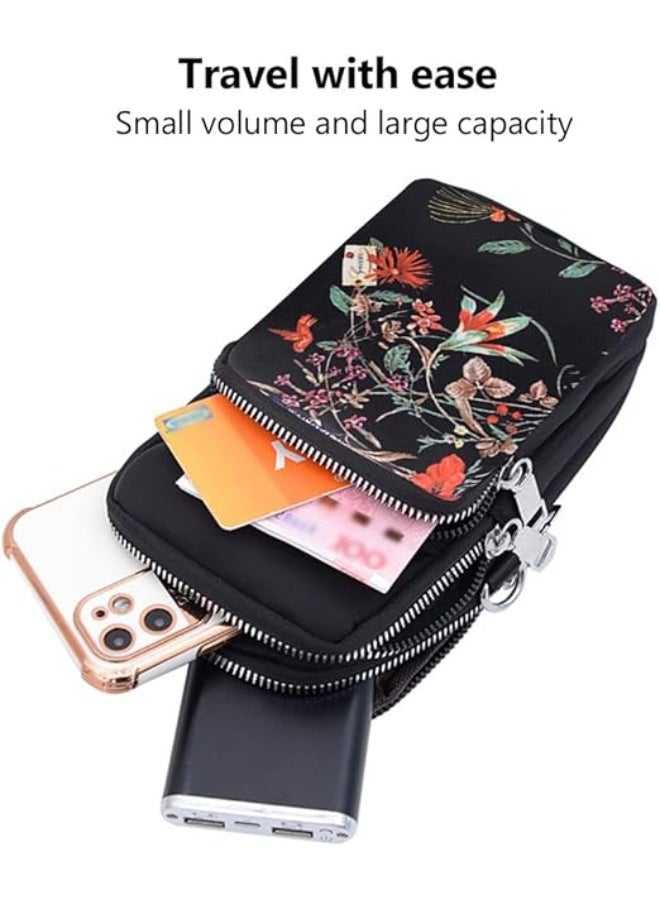Gocokia Women Girls Ladies Crossbody Phone Bags Wallet Cellphone Purse Small Shoulder Bag Wristlet Handbags Travel Passport Neck Pouch Bag- Retro Flower - Image 3