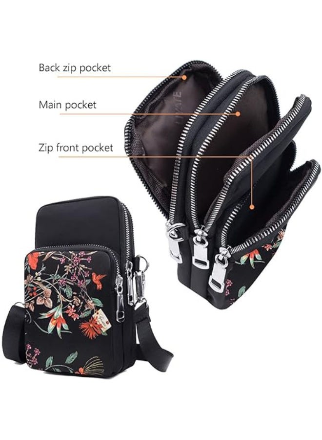 Gocokia Women Girls Ladies Crossbody Phone Bags Wallet Cellphone Purse Small Shoulder Bag Wristlet Handbags Travel Passport Neck Pouch Bag- Retro Flower - Image 2