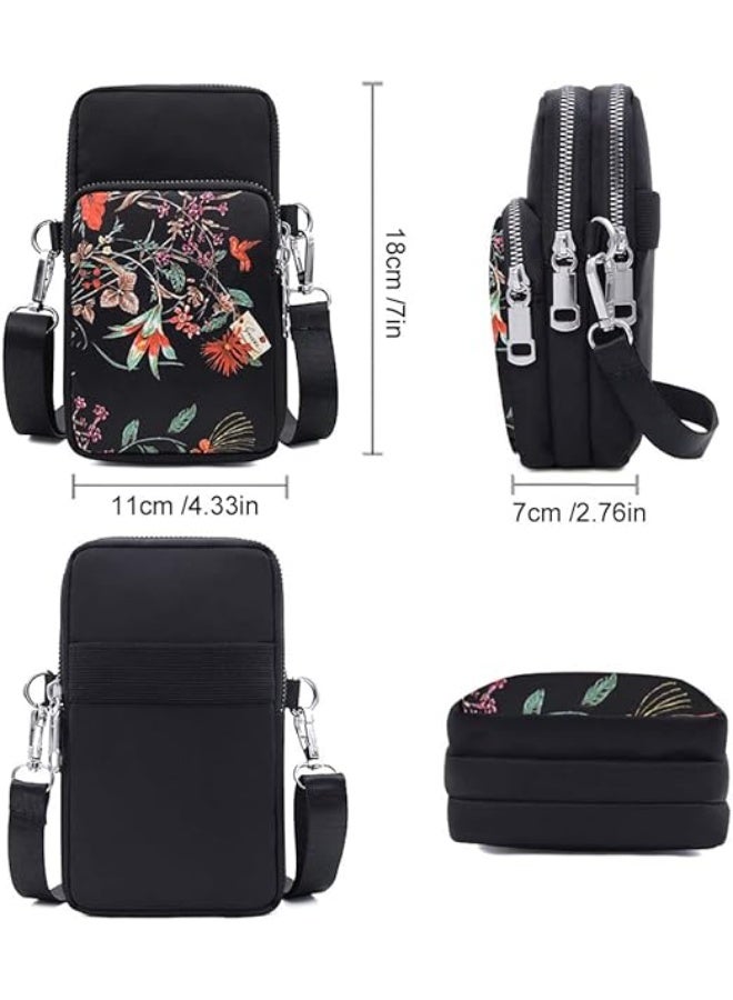 Gocokia Women Girls Ladies Crossbody Phone Bags Wallet Cellphone Purse Small Shoulder Bag Wristlet Handbags Travel Passport Neck Pouch Bag- Retro Flower - Image 4