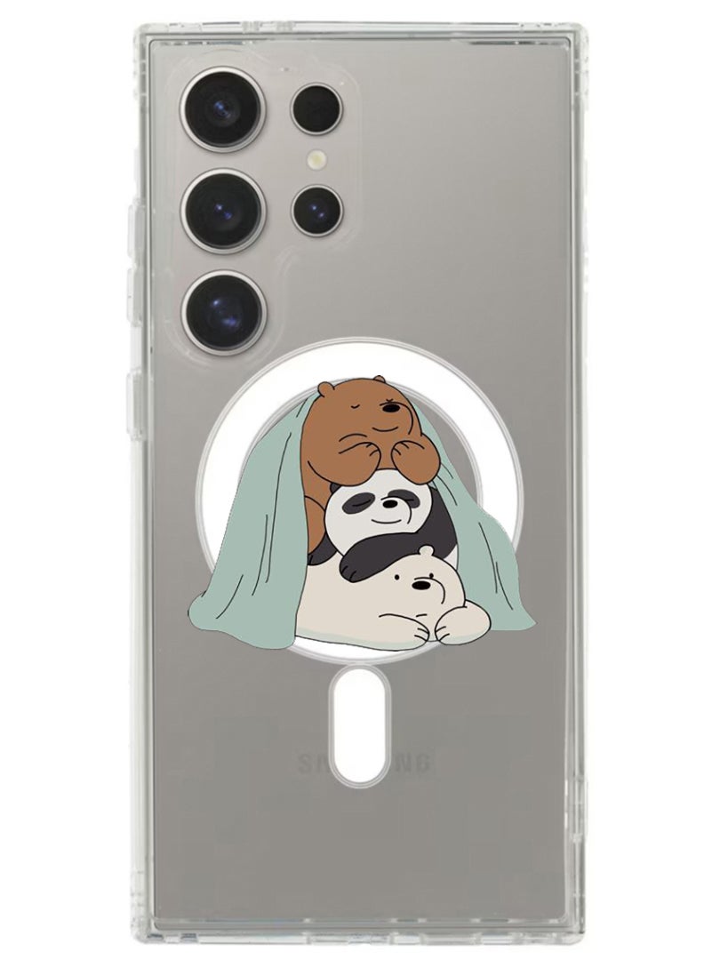 Theodor Magnetic Case for Samsung Galaxy S24 Ultra 6.8-inch Compatible with MagSafe Wireless Charging, Shockproof Phone Bumper Cover 3 Panda sitting - Image 1