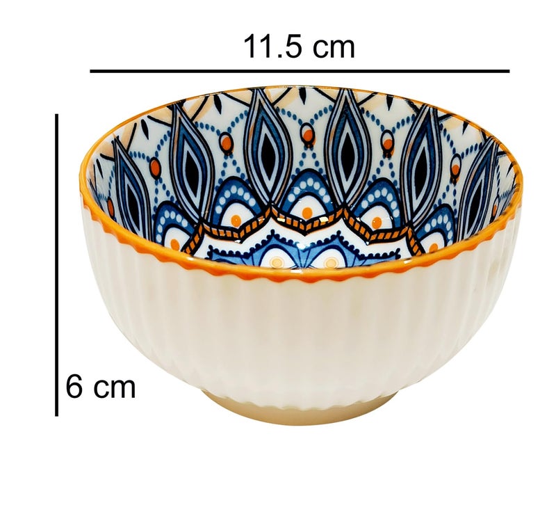 Lemon Tree Microwave & Dishwasher Safe Ceramic Bowl Set of 4 | Ideal for Snacks, Rice, Dal, Fruits, Salad, and More | BPA & Lead-Free Dinner Bowls (FX2450A Multicolor) - Image 3