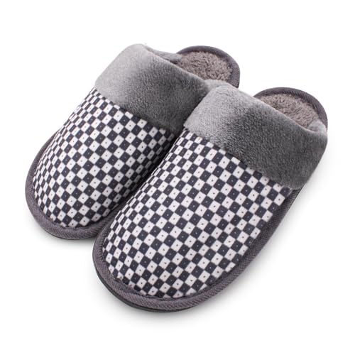VRITRAZ Chess Design | Anti Skid | Lightweight Indoor Winter Slipper For Boys and Mens, Warm House Chappal, Casual Flats (Color-Grey, Size-8) - Image 1
