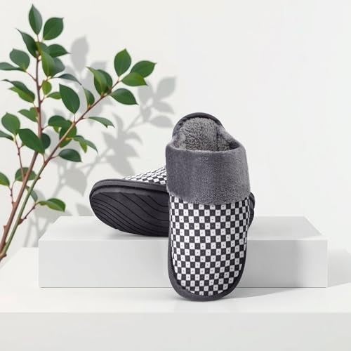 VRITRAZ Chess Design | Anti Skid | Lightweight Indoor Winter Slipper For Boys and Mens, Warm House Chappal, Casual Flats (Color-Grey, Size-8) - Image 2