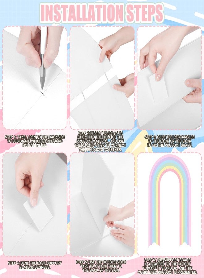 Jaloro Pastel 6ft Rainbow Arch Backdrop Stand Music Teacher Themed Party Decor Birthday Party Cutouts with Stakes Back to School Decorations for Prek Classroom Baby Shower Supplies - Image 3