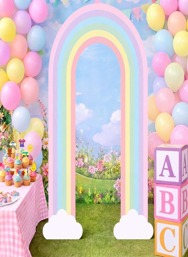 Jaloro Pastel 6ft Rainbow Arch Backdrop Stand Music Teacher Themed Party Decor Birthday Party Cutouts with Stakes Back to School Decorations for Prek Classroom Baby Shower Supplies - Image 1