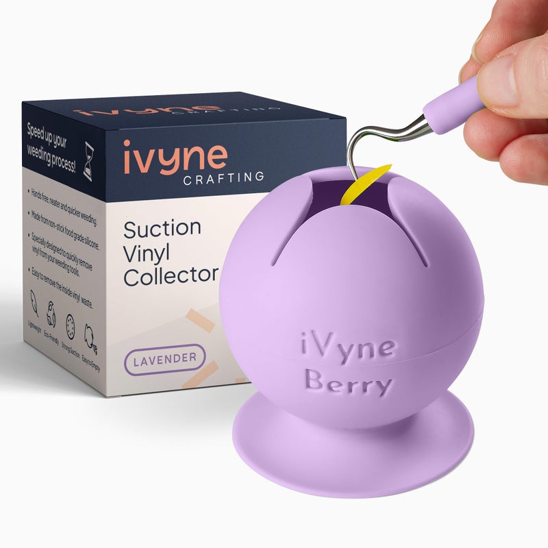 iVyne Berry Suctioned Vinyl Weeding Scrap Collector & Holder for Weeding Tools for Vinyl - Purple - Image 1