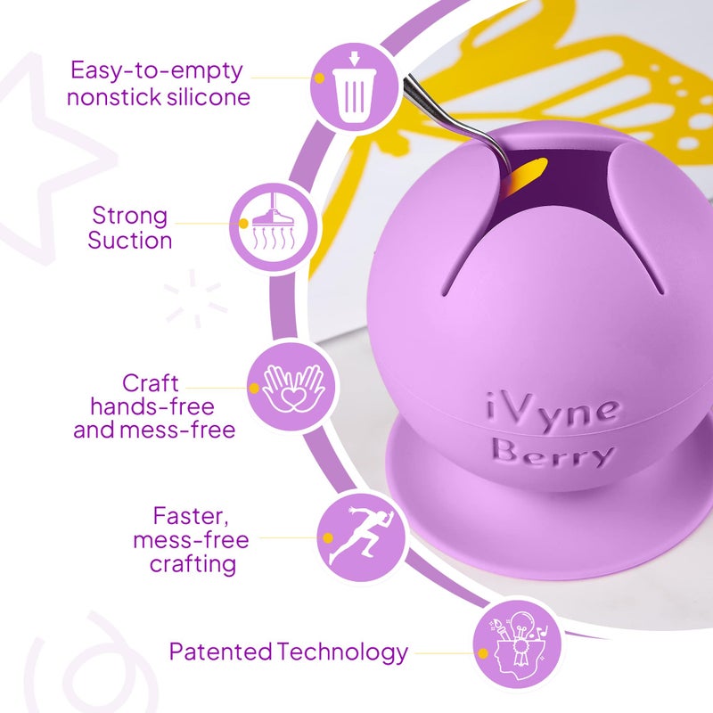 iVyne Berry Suctioned Vinyl Weeding Scrap Collector & Holder for Weeding Tools for Vinyl - Purple - Image 5