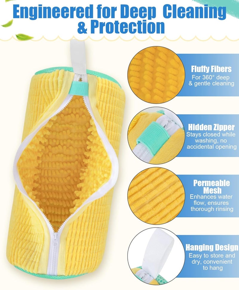 Lavendex Shoe Washing Machine Bag, 2Pcs Reusable Laundry Shoe Bag for Washer and Dryer, 360° Deep Cleaning Mesh Shoe Wash Bag, Durable Sneaker Cleaning Bag Fit for All Shoes Types (Yellow) - Image 3
