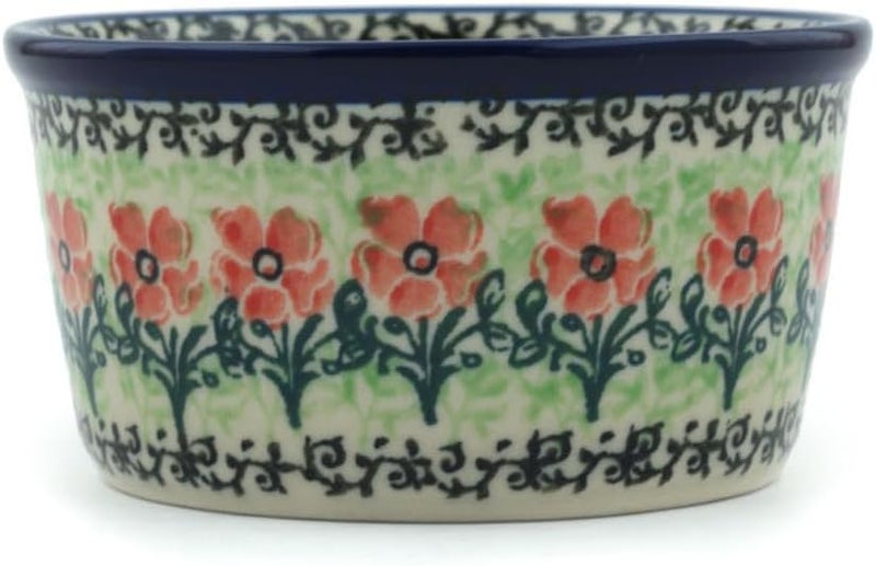 Polmedia Polish Pottery وعاء رامكين من الفخار البولندي الأصيل 4 بوصة بتصميم ماراشينو مصنوع يدويًا في بولسوافيا بولندا بواسطة سيراميكا أرتيستيكنا شهادة الأصالة - Image 3