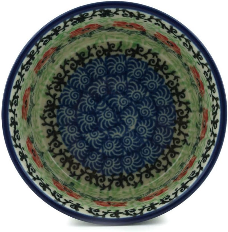 Polmedia Polish Pottery وعاء رامكين من الفخار البولندي الأصيل 4 بوصة بتصميم ماراشينو مصنوع يدويًا في بولسوافيا بولندا بواسطة سيراميكا أرتيستيكنا شهادة الأصالة - Image 2