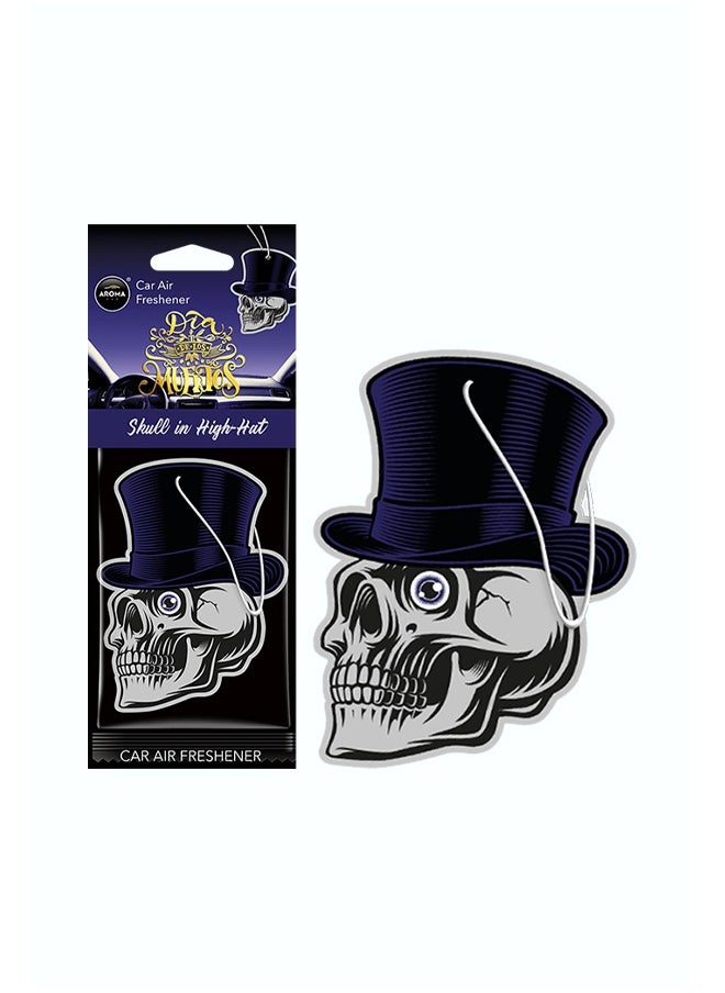 Aroma Cellulose Dia De Los Muertos Car Air Freshener Skull in High Hat 