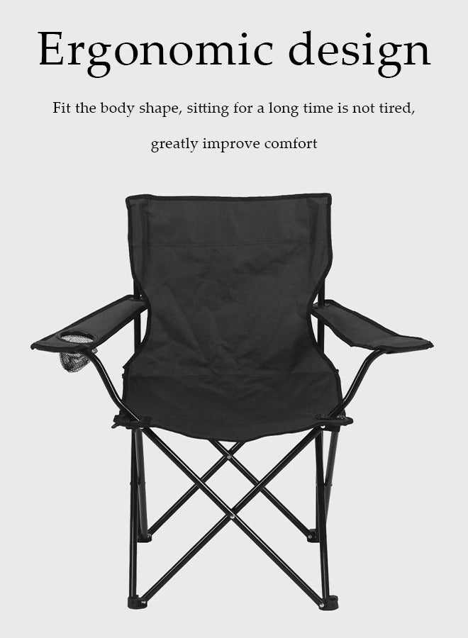 DUNISO Portable Folding Beach Chair，Multi Purpose Camping Chair For Adult，Outdoor Fishing Chair，With Armrests, Cup Mesh Bag And Handbag, Capable Of Bearing 120 Kilograms, 50 * 50 * 80cm,Black - Image 5