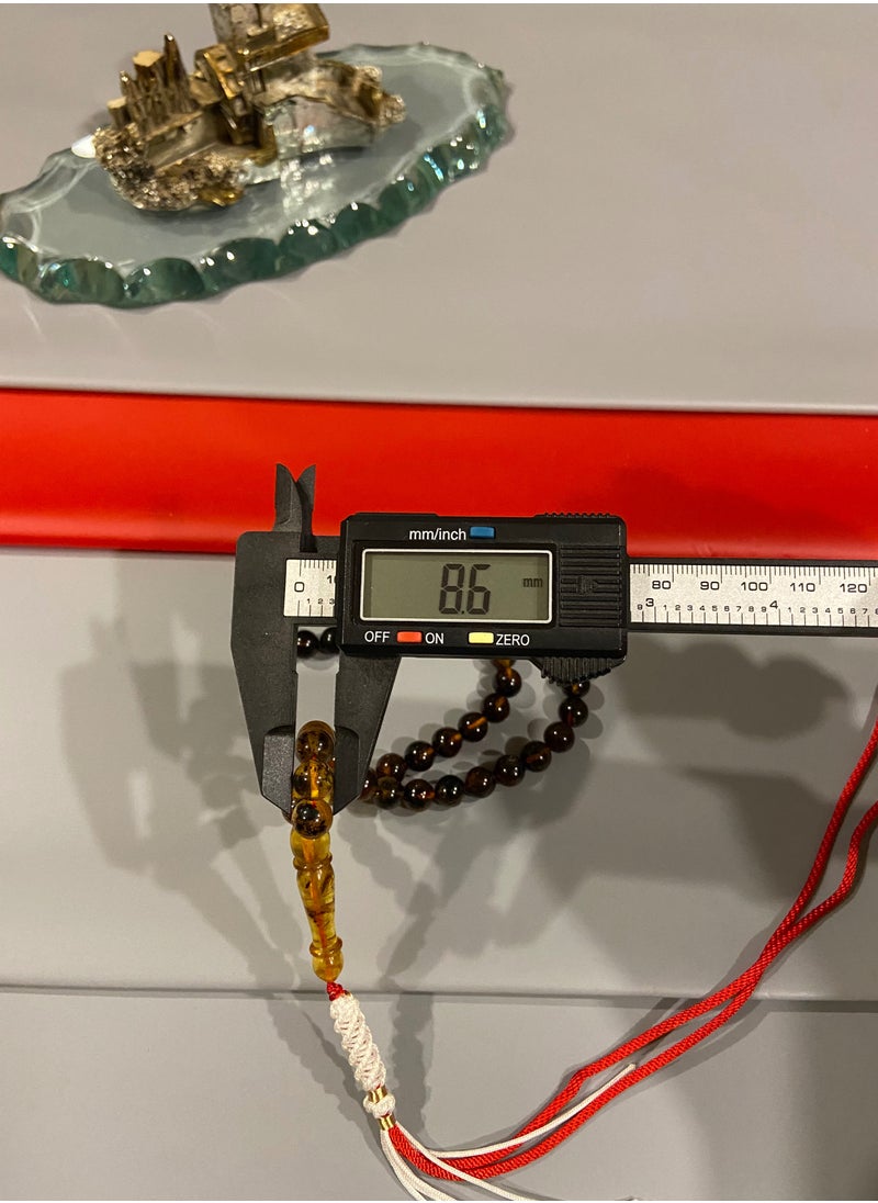 بيرسونال تاتش - سبحة رجالية من الكهرمان الطبيعي البلطيقي الحر عدد الخرز 51 ومقاس الخرز 8.6mm - Image 1