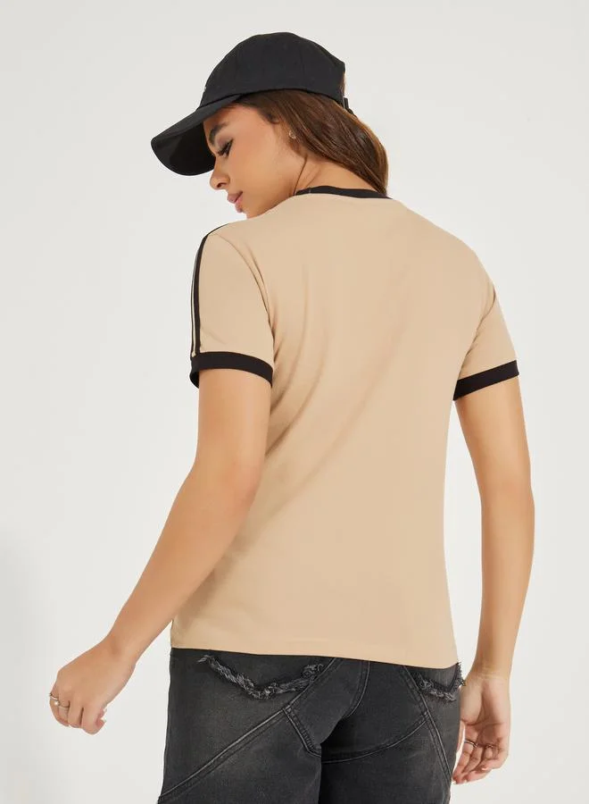 Styli Regular Fit Tennis Club Slogan T-Shirt with Taping Detail