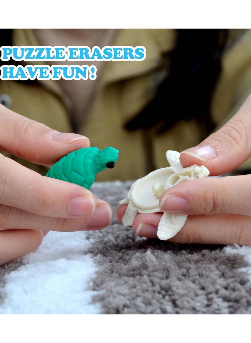 SOLARAE Erasers for Kids, Novelty Erasers Cute Pencil Erasers Mini Puzzle Rubber Erasers for Boys, Girls, Students, Party Favors, Birthday Gift, Homework School Prize Rewards, Ocean Sea Animals - Image 5