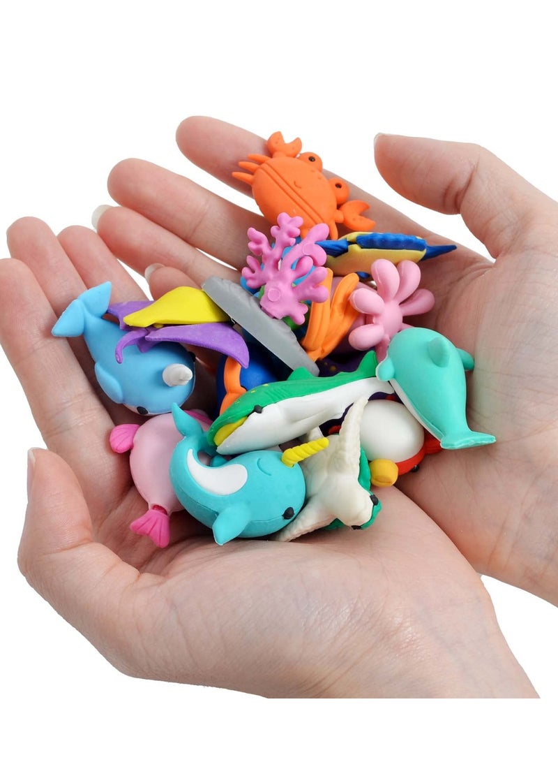 SOLARAE Erasers for Kids, Novelty Erasers Cute Pencil Erasers Mini Puzzle Rubber Erasers for Boys, Girls, Students, Party Favors, Birthday Gift, Homework School Prize Rewards, Ocean Sea Animals - Image 3