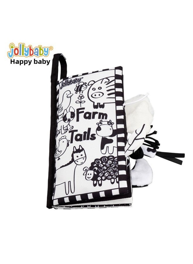 Jollybaby Animal Tail Cloth Book Collection Enlightenment Early Education Cloth Book Infant Toys Baby Cloth Book Wholesale-Color:Black And White Farm Animal Tail Cloth Book  - Image 1