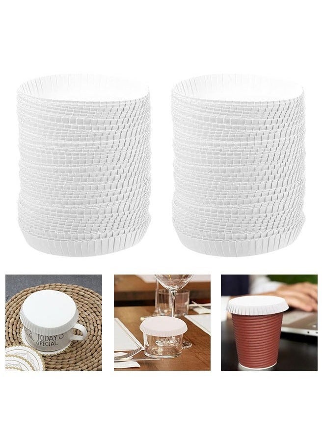 Arabest 100 قطعة أغطية أكواب ورقية قابلة للتصرف، أغطية قهوة وشاي، أغطية شرب معاد تدويرها مثالية للسفر والفنادق والبارات والحفلات والزفاف والمنزل والمطبخ 7.5 × 7.5 سم - Image 1