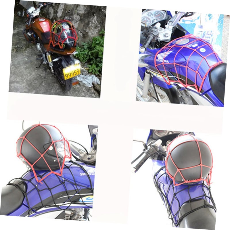 Elastic Bike Cargo Net 30x30cm Red Luggage Helmet Cover Rear Frame Rubber Band - Image 3
