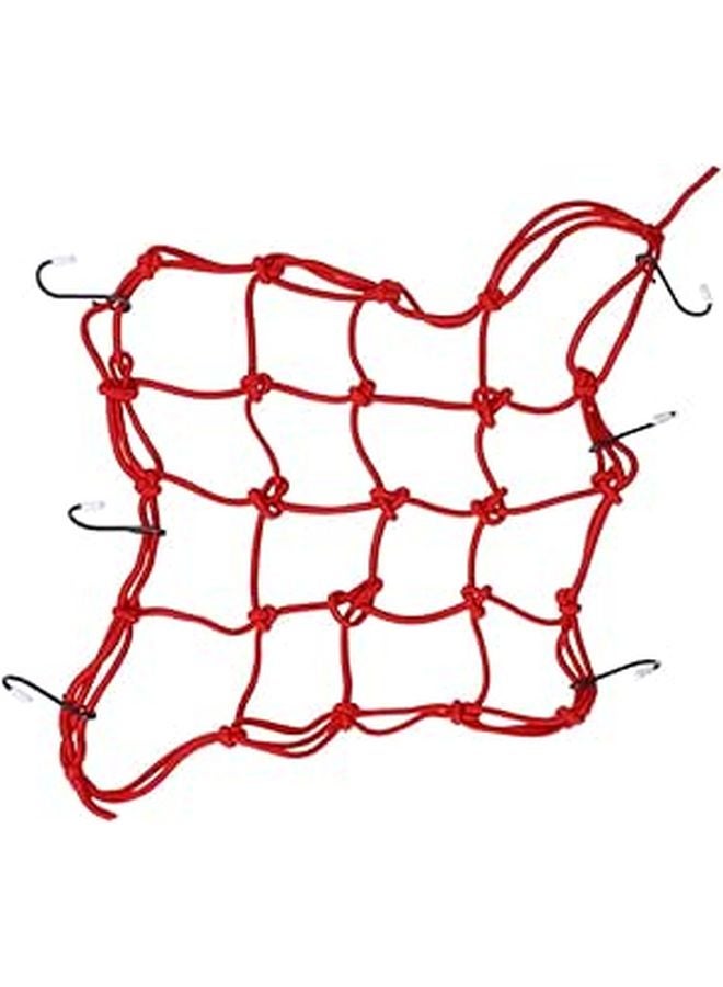 Elastic Bike Cargo Net 30x30cm Red Luggage Helmet Cover Rear Frame Rubber Band - Image 1