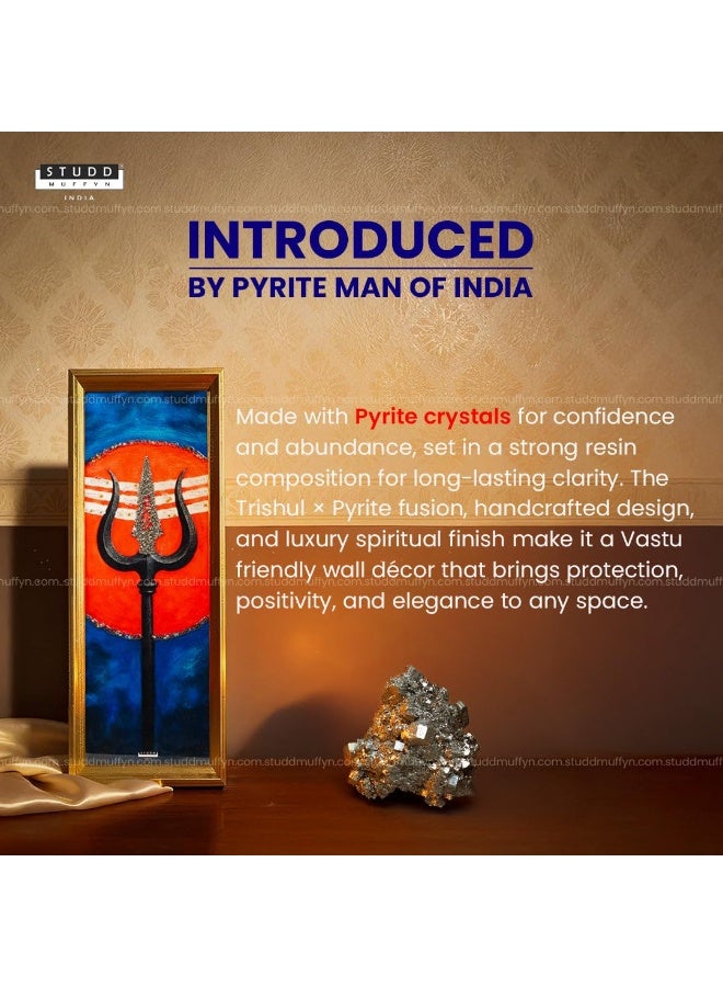Studd Muffyn | Divine Trishul Pyrite Frame for Wealth & Protection | Original Pyrite Crystal Handcrafted Vastu Decor for Home, Office & Pooja Room – Lord Shiva Spiritual Gift - Image 3
