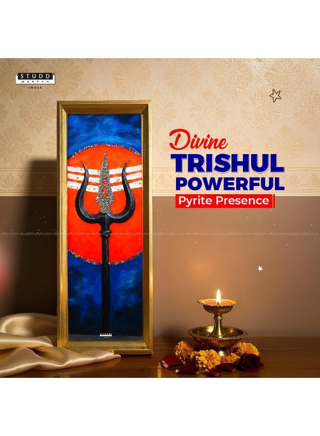 Studd Muffyn | Divine Trishul Pyrite Frame for Wealth & Protection | Original Pyrite Crystal Handcrafted Vastu Decor for Home, Office & Pooja Room – Lord Shiva Spiritual Gift - Image 2