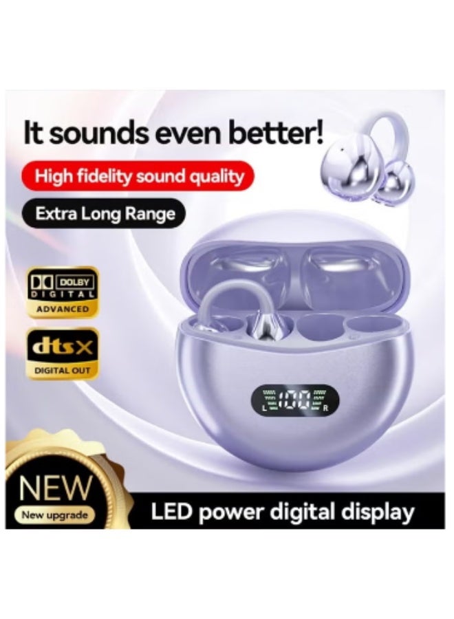 Clip-on Earbuds,Open Ear Earbuds Wireless Bluetooth 5.4, Lightweight Open Ear Headphones with C-Shaped Bridge,Slim Hook,60H Battery,Waterproof,for Glasses Wearers and Workouts - Image 5