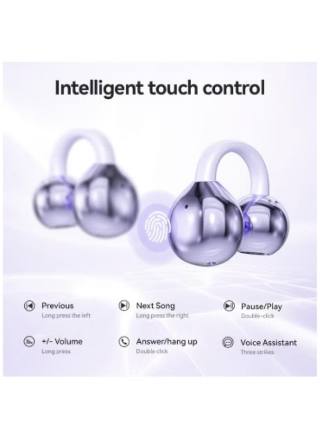 Clip-on Earbuds,Open Ear Earbuds Wireless Bluetooth 5.4, Lightweight Open Ear Headphones with C-Shaped Bridge,Slim Hook,60H Battery,Waterproof,for Glasses Wearers and Workouts - Image 2