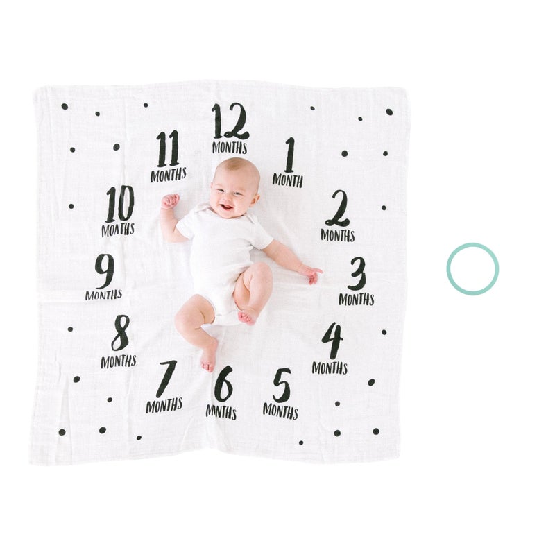 Pearhead Baby Milestone Blanket Newborn Monthly Milestone Photo Prop Baby Girl Or Baby Boy Keepsake Gift New or Expecting Mom Gift Large Polka Dot