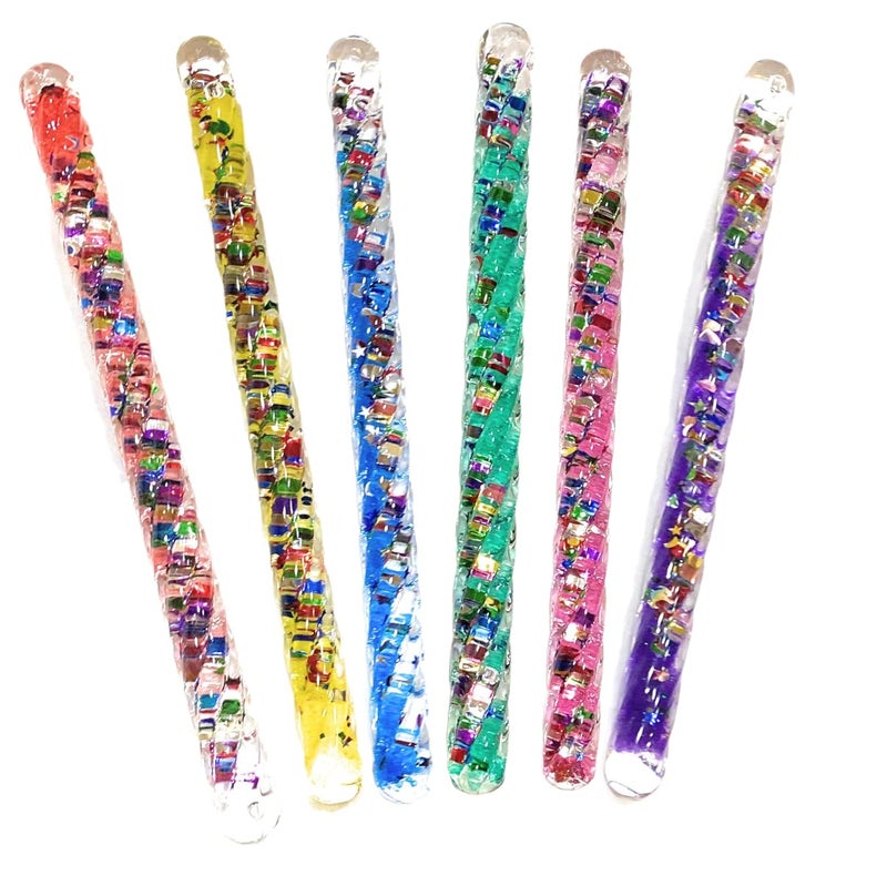 STAR MAGIC Mini Spiral Glitter Wands (6.5 Inches) Complete Gift Set Party Pack- 6 Pack - Image 1