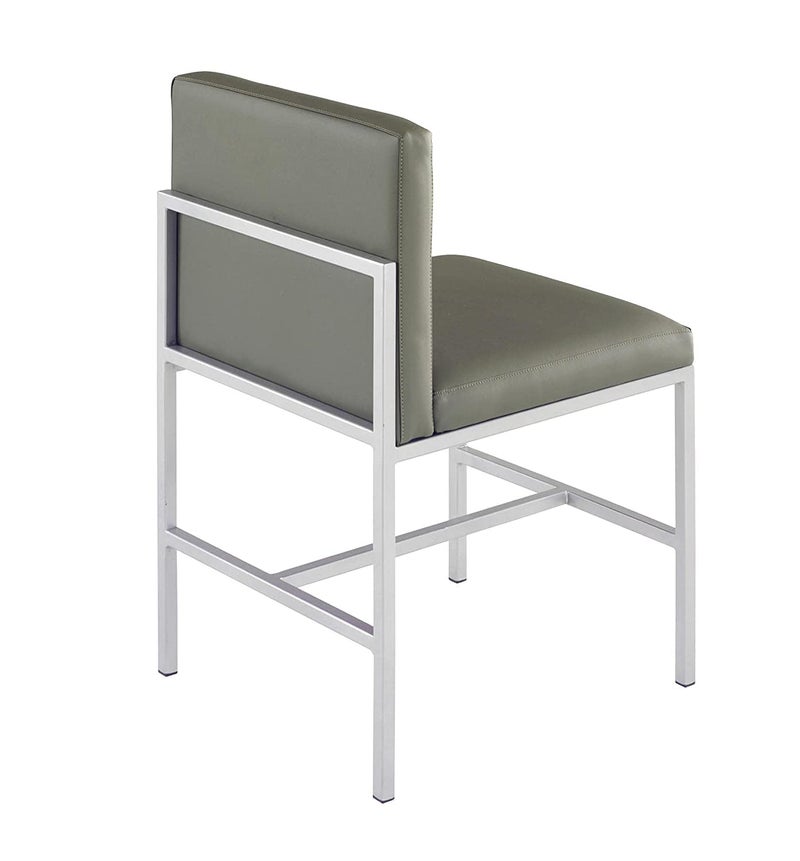 Generic Indian Decor 31150 Metal Chair with Grey Cushion for Home Breakfast Chair Dining Table Stool Leisure Bar Stool with Foot Rest Chrome  - Image 1