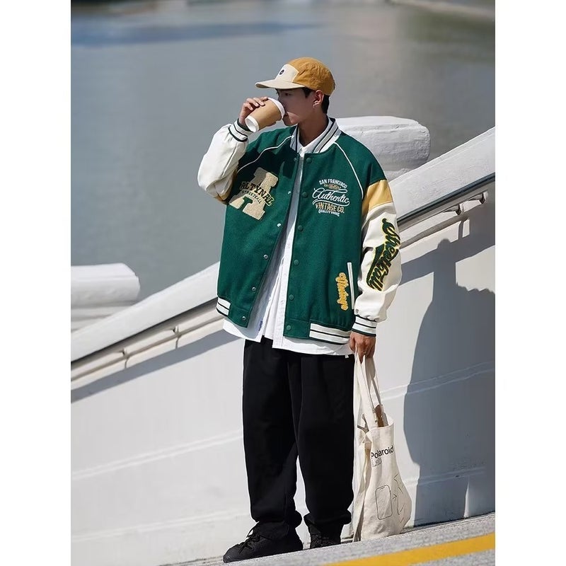 Baseball Jacket Men Embroidered Casual 2023 Black  - Image 2