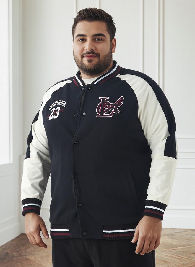 Maxim Men Plus Size Regular Fit Button Through Varsity Jacket - Image 1