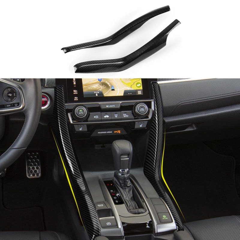 BRMYL Side Gear Shift Panel Strips Trim Decals for Honda Civic 20162021 10th Gen Accessories Car ABS Carbon Fiber Interior Stickers - Image 3
