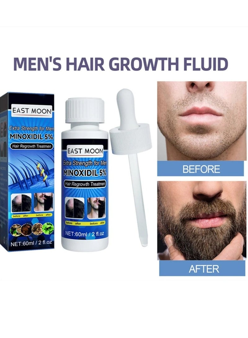 East Moon 60ml Hair Regrowth Treatment Serum Extra Strength For Men Scalp Care 5% Minoxidil Hair Growth Spray Beard And Hair Growth Oil Prevent Hair Loss Care for Hair Topical Scalp Treatment for Hair Loss Thinning Ginger Beard Oil - Image 2