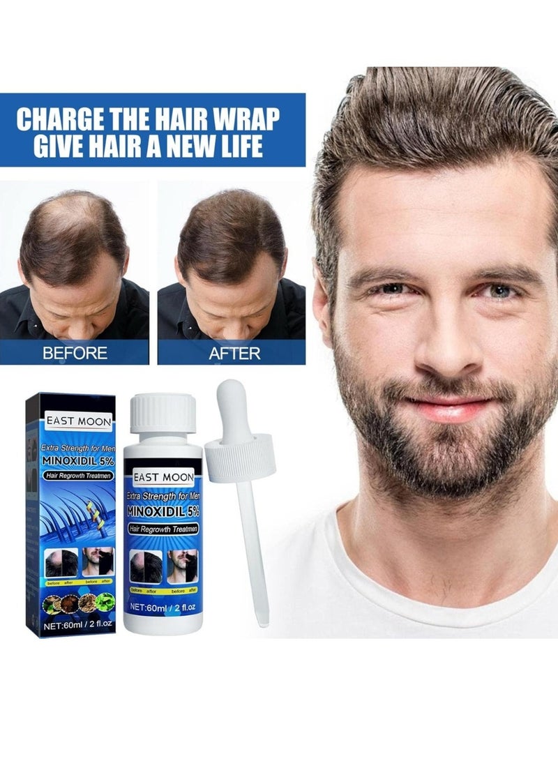 East Moon 60ml Hair Regrowth Treatment Serum Extra Strength For Men Scalp Care 5% Minoxidil Hair Growth Spray Beard And Hair Growth Oil Prevent Hair Loss Care for Hair Topical Scalp Treatment for Hair Loss Thinning Ginger Beard Oil - Image 3