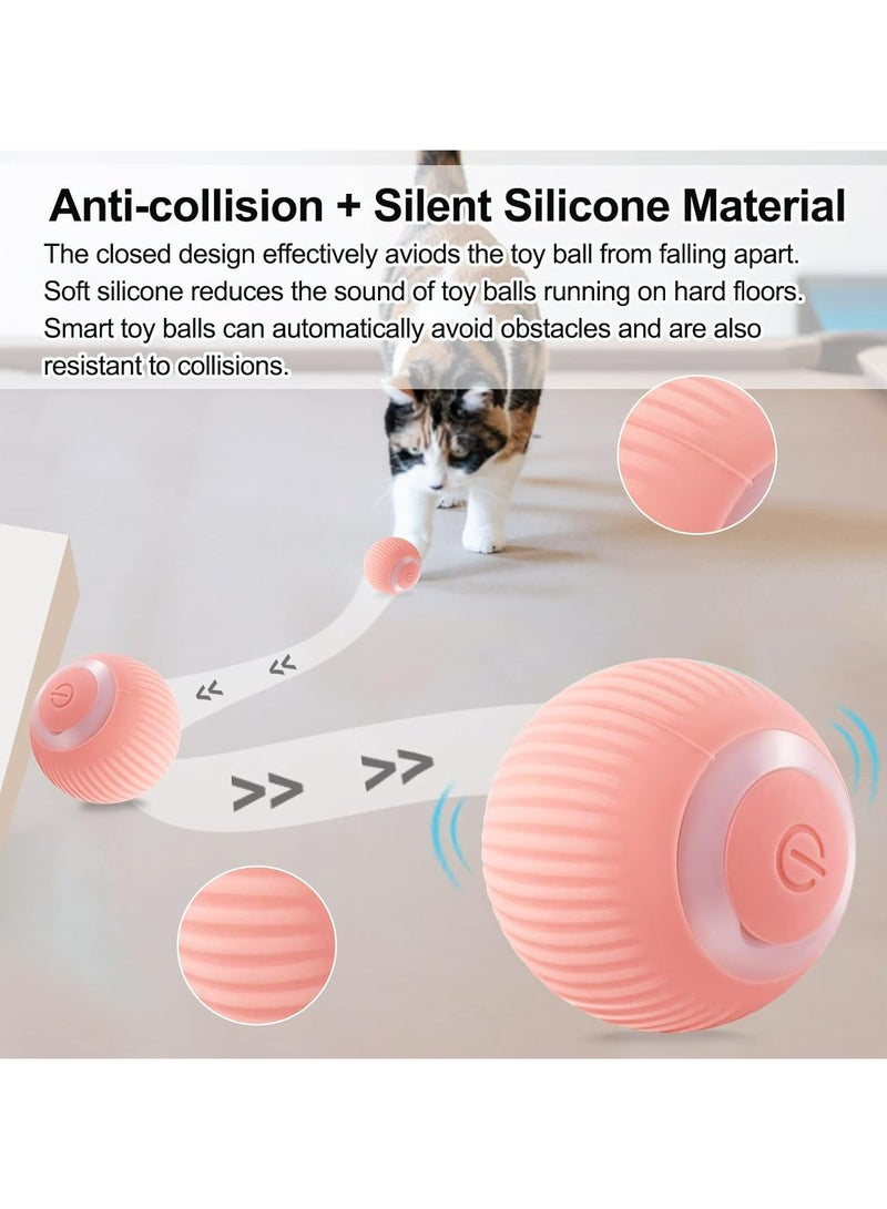 Interactive Cat Ball Toy, Intelligent Indoor Automatic Moving Ball Puzzle Dispel Boredom USB Charging Pet Toy，Pink - Image 4