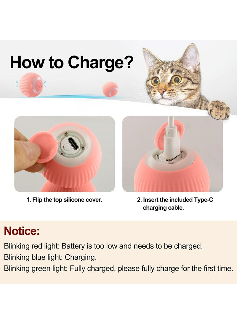 Interactive Cat Ball Toy, Intelligent Indoor Automatic Moving Ball Puzzle Dispel Boredom USB Charging Pet Toy，Pink - Image 2