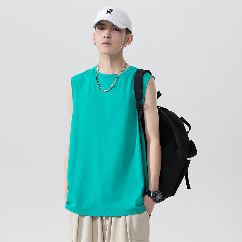 Pure Cotton Vest Men'S Sleeveless T-Shirt Summer Quick-Drying Basketball Sports Fitness Boys Base Training Wear Waistcoat T - Image 1