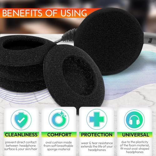 Street27® 3 Pairs 60mm/2.4" Replacement Ultra Soft Foam Sponge Earpads Cushion Covers for Most Standard Size Office Telephone Headsets, Headphones | 5MM Thick High-Density Foam Ear Pad Cushion (60mm) - Image 4