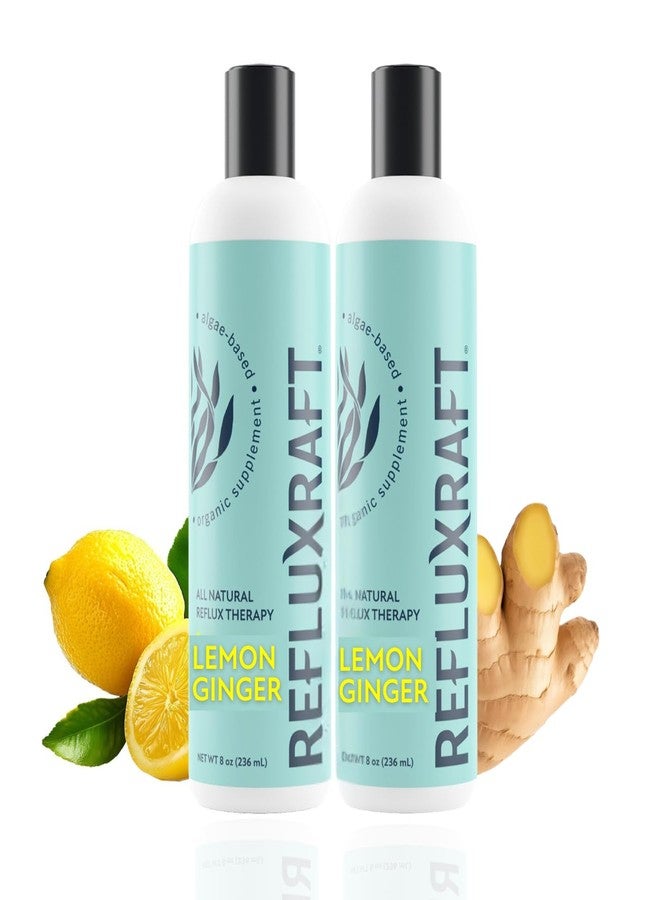 RefluxRaft Acid Reflux Therapy, Organic Alginate, Rapid & Long Lasting Gerd, LPR & Digestion Symptom Support, Zero Sugar, Gluten Free, Low Sodium, Lemon Ginger, 47 Gel Servings Per 8 OZ Bottle, 2 Pack - Image 1