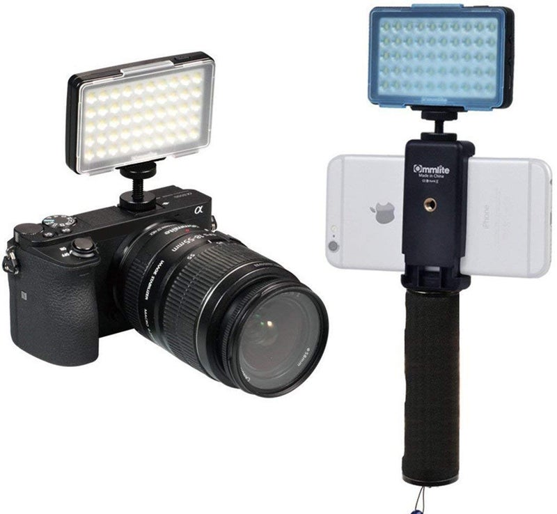 Commlite CM-L50 LED Camera Video Light, 50 LED 5700-6000K Dimmable Mini Panel Light for Smartphones and Cameras, fit for Canon, Sony, Nikon, iPhone, Samsung, Huawei Phones - Image 1
