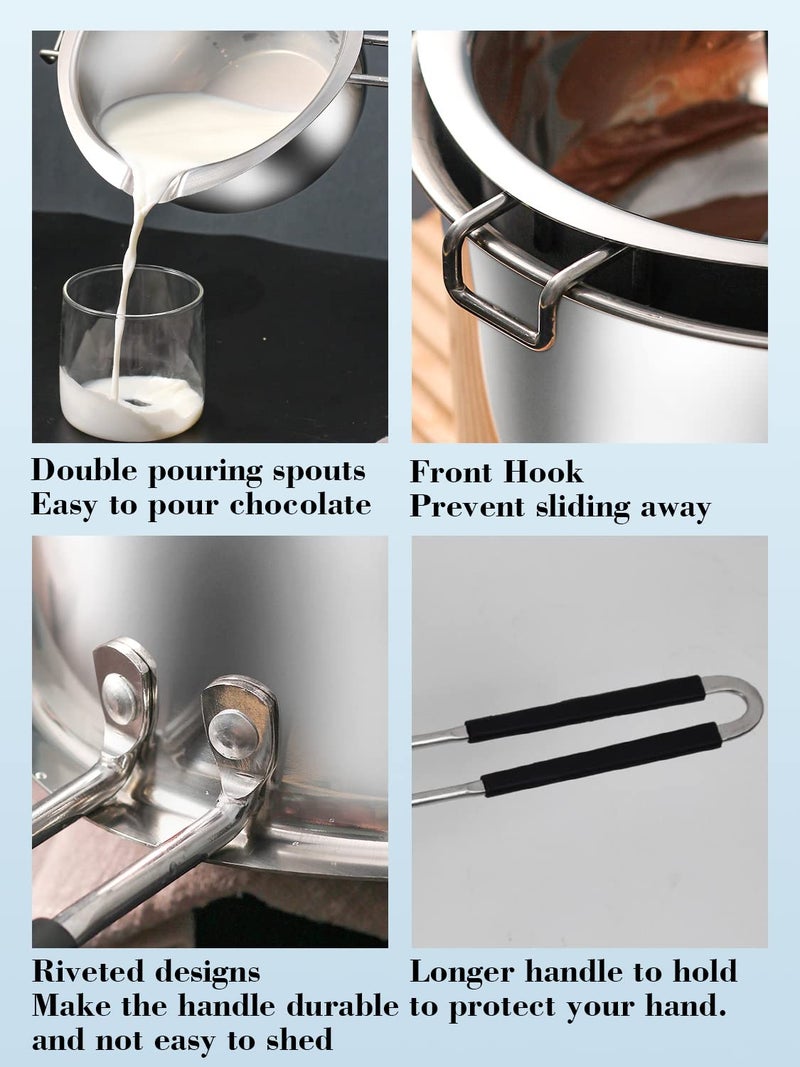 SONGZIMING Double Boiler Pot Set, 1200ML Double Boiler, 2800ML Stainless Steel Pot with Silicone Spatula for Melting Chocolate,Candy, Soap, Wax, Candle Making - Image 4