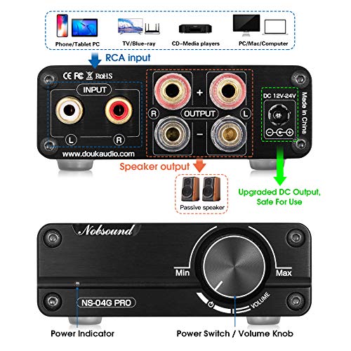 Nobsound Mini Dual TPA3116 Digital Power Amplifier HiFi Stereo Amp Audiophile-Grade 2.0 Channel 100W×2 NE5532P Pre-Amp (Black) - Image 2