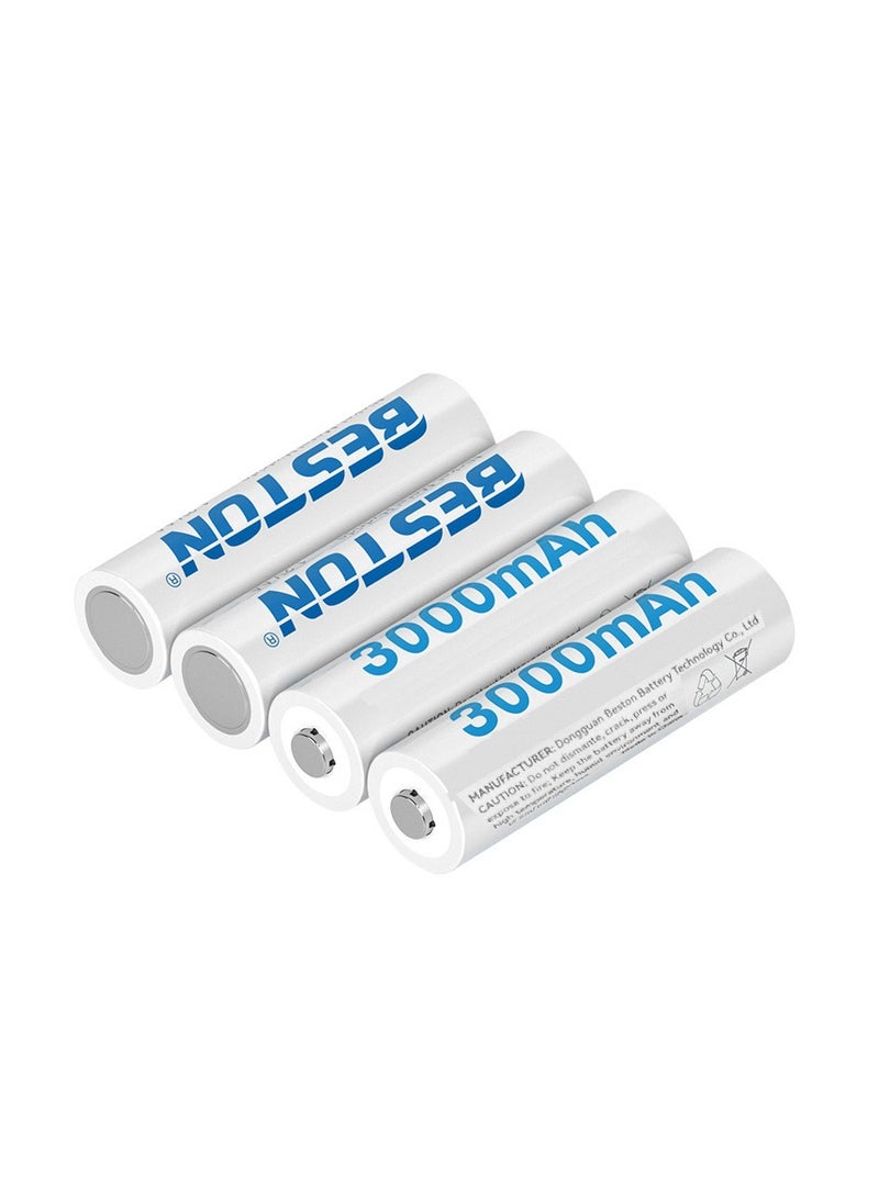 بيستون بطاريات بيستون AA قابلة للشحن 1.2 فولت 3000 مللي أمبير في الساعة - عبوة من 4 قطع - Image 3