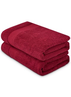 Aten Homeware ATEN Homeware Supreme Egyptian Cotton Bath Towel Set – 2 Piece Set with 2 Extra Large Bath Towels 70 x 140 cm, Ultra Soft, Highly Absorbent, OEKO-TEX Certified, Made in Egypt - (Cranberry) - 2 PIECES  - Image 1